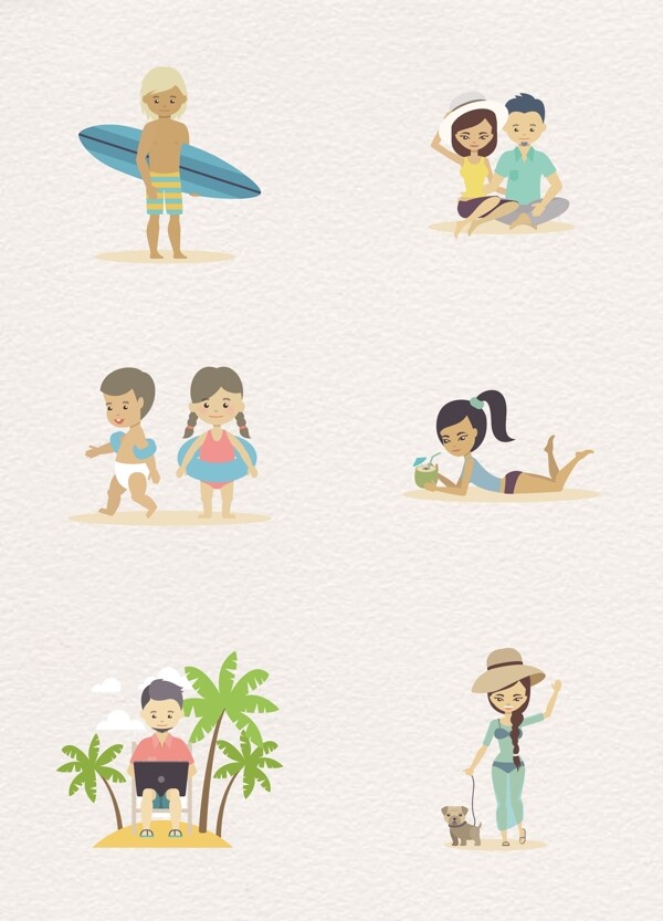 海滩度假人物素材设计