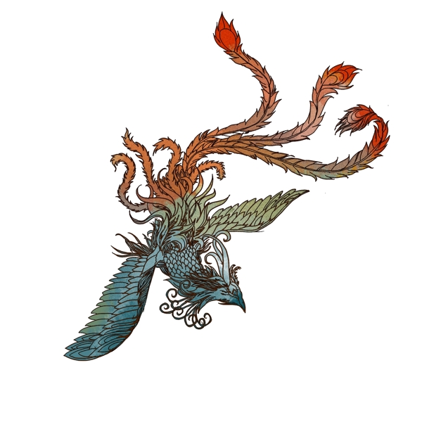 彩繪鳳凰動物設(shè)計可商用元素