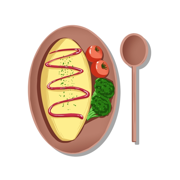 簡約手繪風(fēng)格蛋包飯