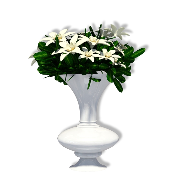 白色陶瓷花瓶插花