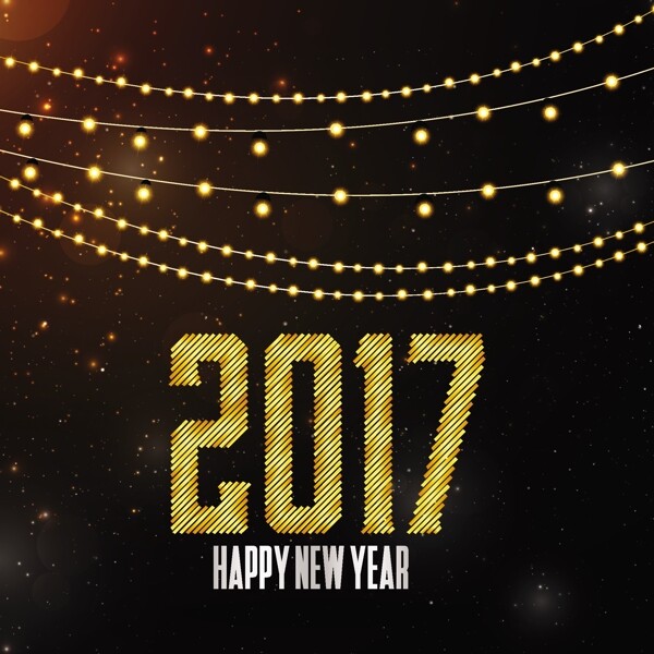 2017年閃亮新年賀卡矢量素材