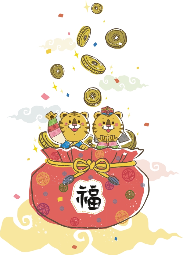 老虎钱币图片