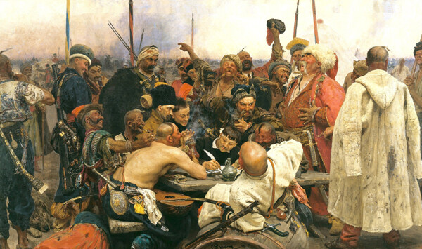 伊利亚183列宾的油画作品扎波罗热的哥萨克回复奥斯曼苏丹四世的来信图片