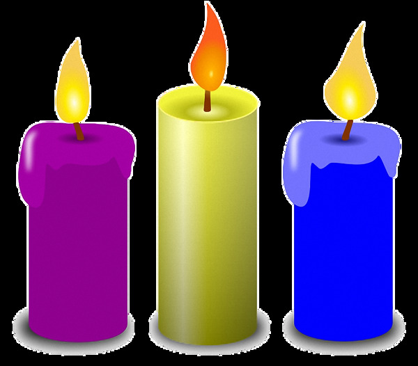 紫色黄色蓝色蜡烛免抠png透明图层素材