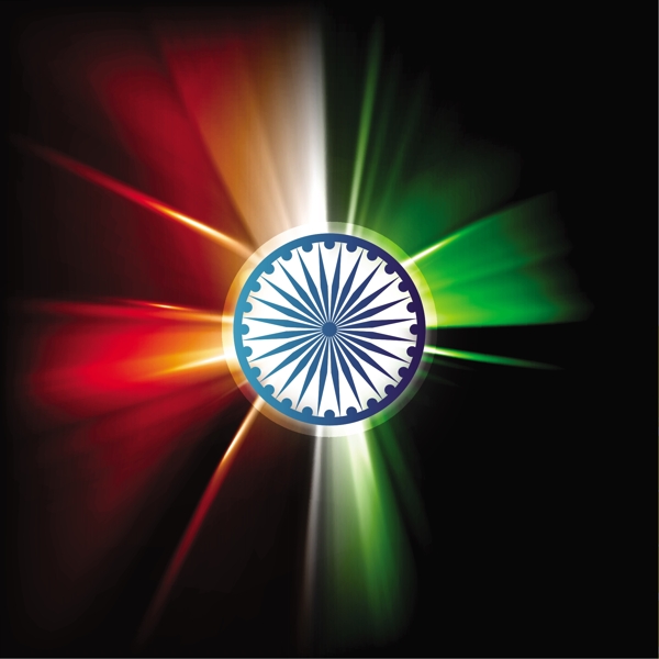 印度国旗色调的闪亮光芒