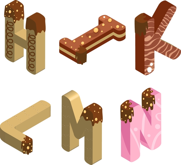 数字原创立体大写字母汤锅色巧克力可爱卡通