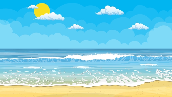 海边假日游玩夏季清新大海海真背景设计