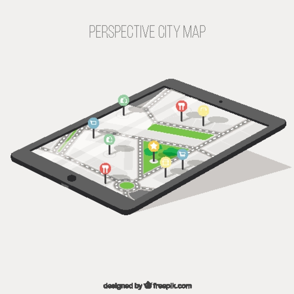 三维城市地图平板电脑矢量素材