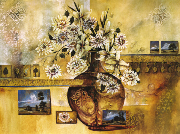 花瓶静物油画写生图片