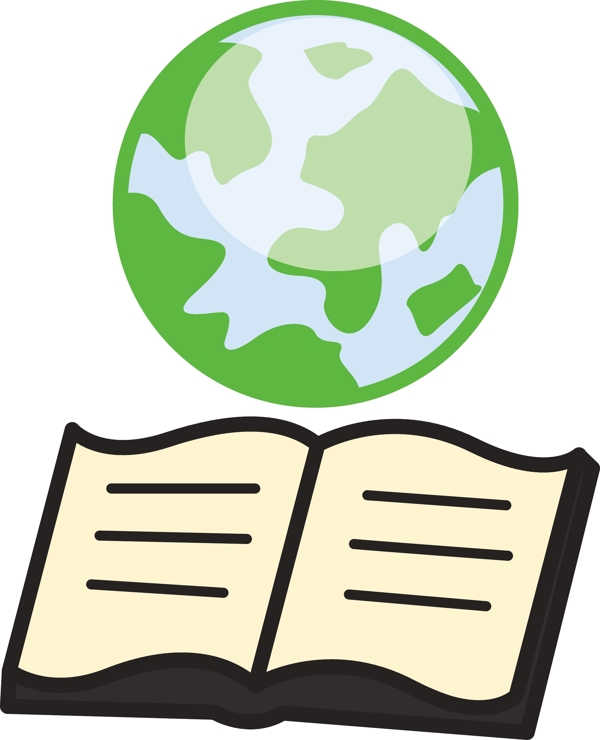 地球和打开的书地理知识的概念办公室的特征向量