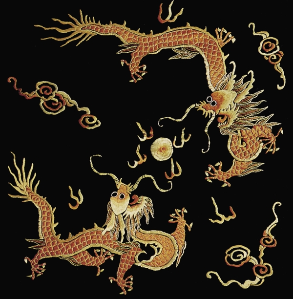 二龙戏珠中式布纹贴图