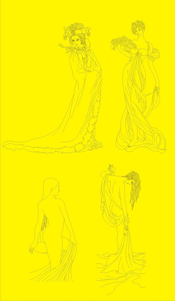 線描女圖圖片
