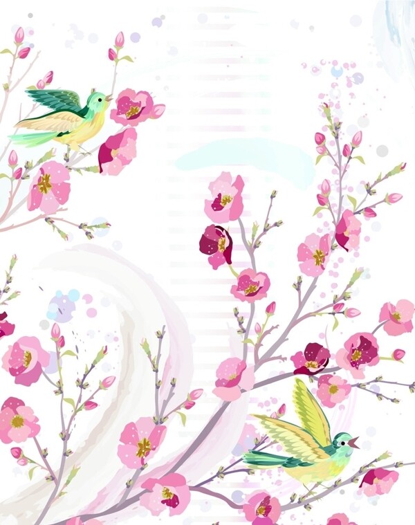桃花鳥(niǎo)花紋花邊
