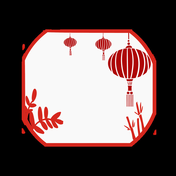 中国风灯笼剪纸边框