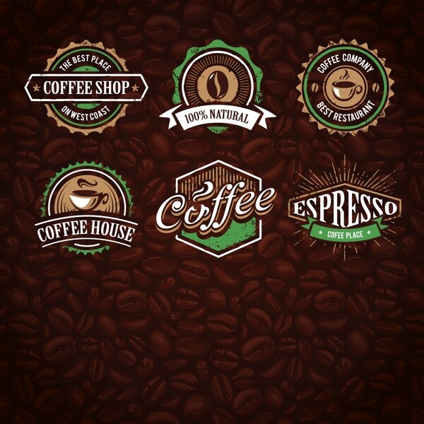 绿色主题咖啡标志素材