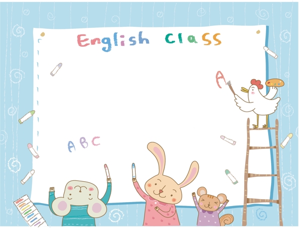 英语学习动物漫画矢量EPS13