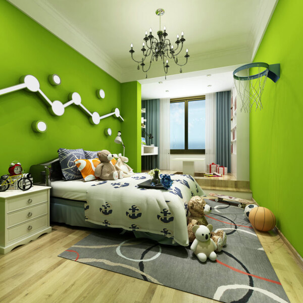 绿色动感儿童房装修效果图