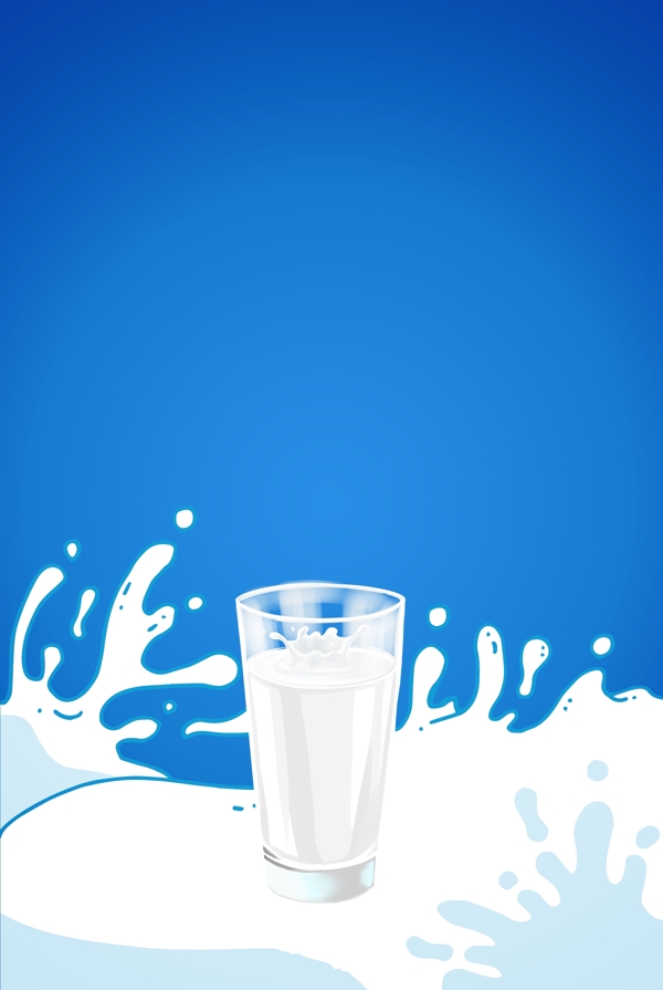 蓝色简约牛奶喷溅食品广告背景