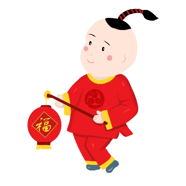 手繪新年人物png素材