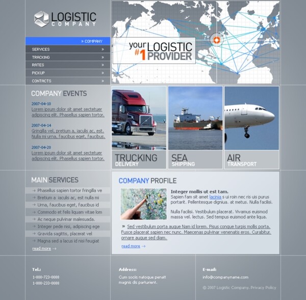 国外物流网页模板图片