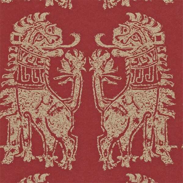 紅色對(duì)獅壁紙圖