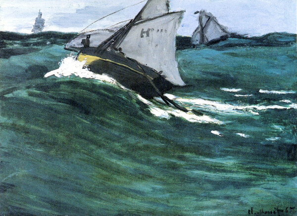 海浪上的船圖片