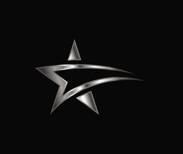 银色质感抽象五角星logo