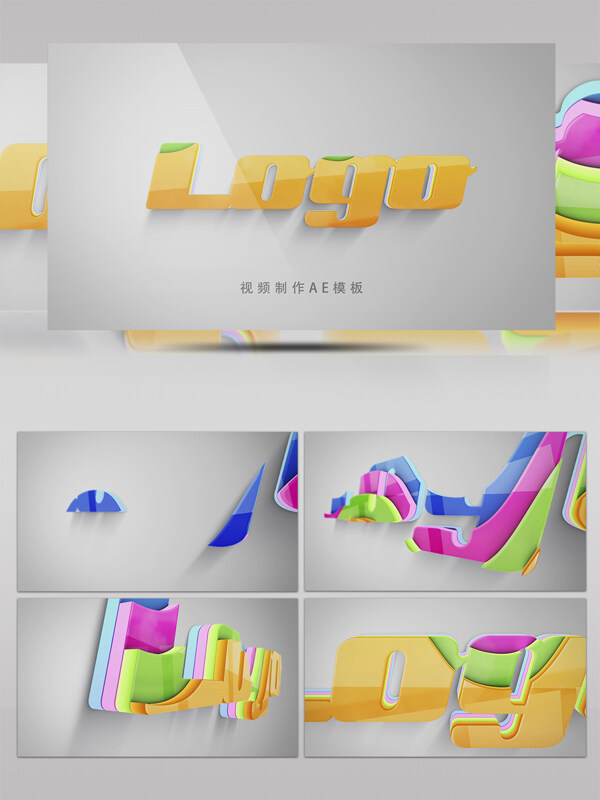 彩色图形动画LOGO介绍AE模板
