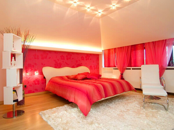 红色家居婚房卧室布置装修效果图
