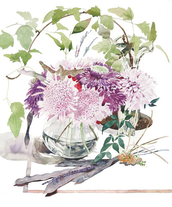 位圖植物插畫柘植彩子藝術(shù)效果水彩免費素材