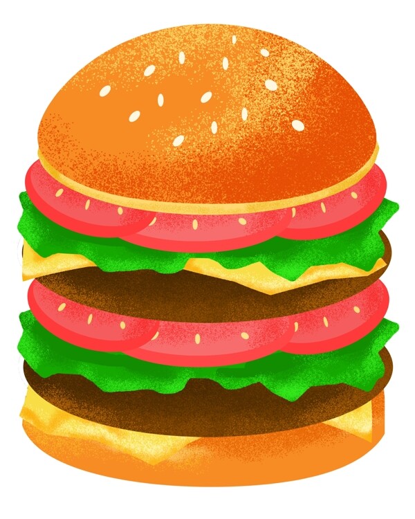 汉堡包的小吃插画