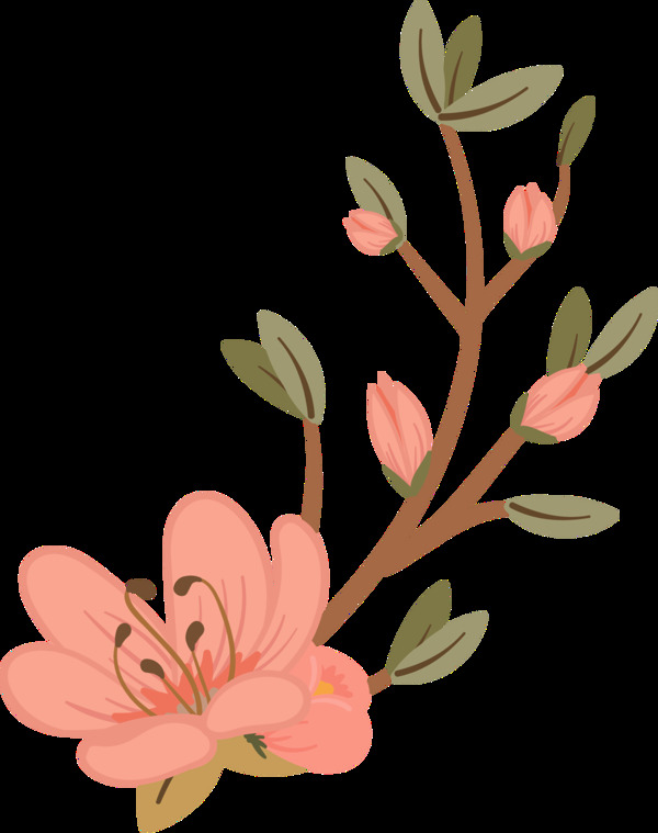 水彩桃花png透明素材