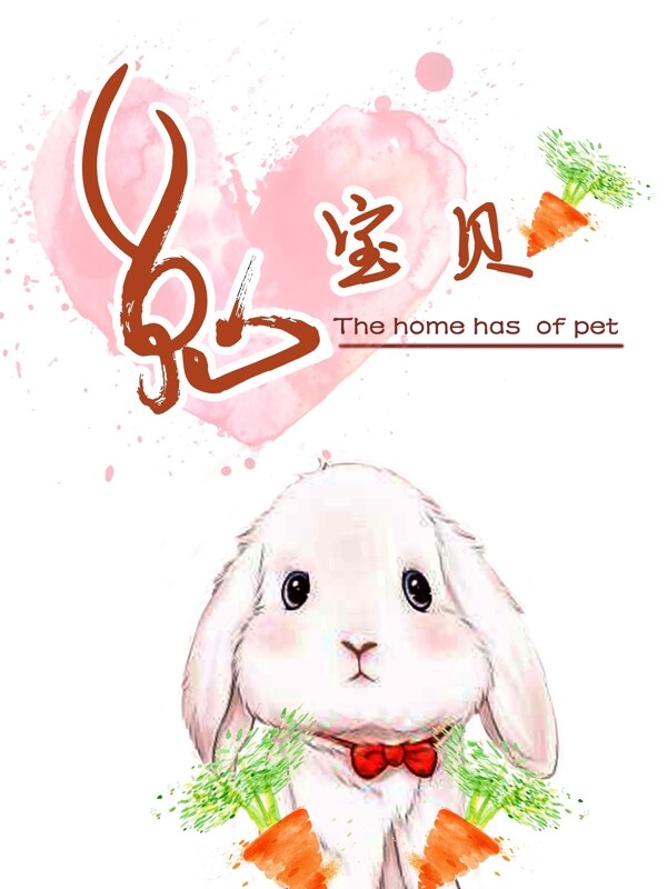 卡通兔子原创卡通宠物店海报萌宠兔