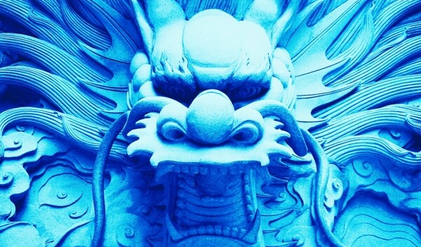 鱼缸背景中国龙文化浮雕