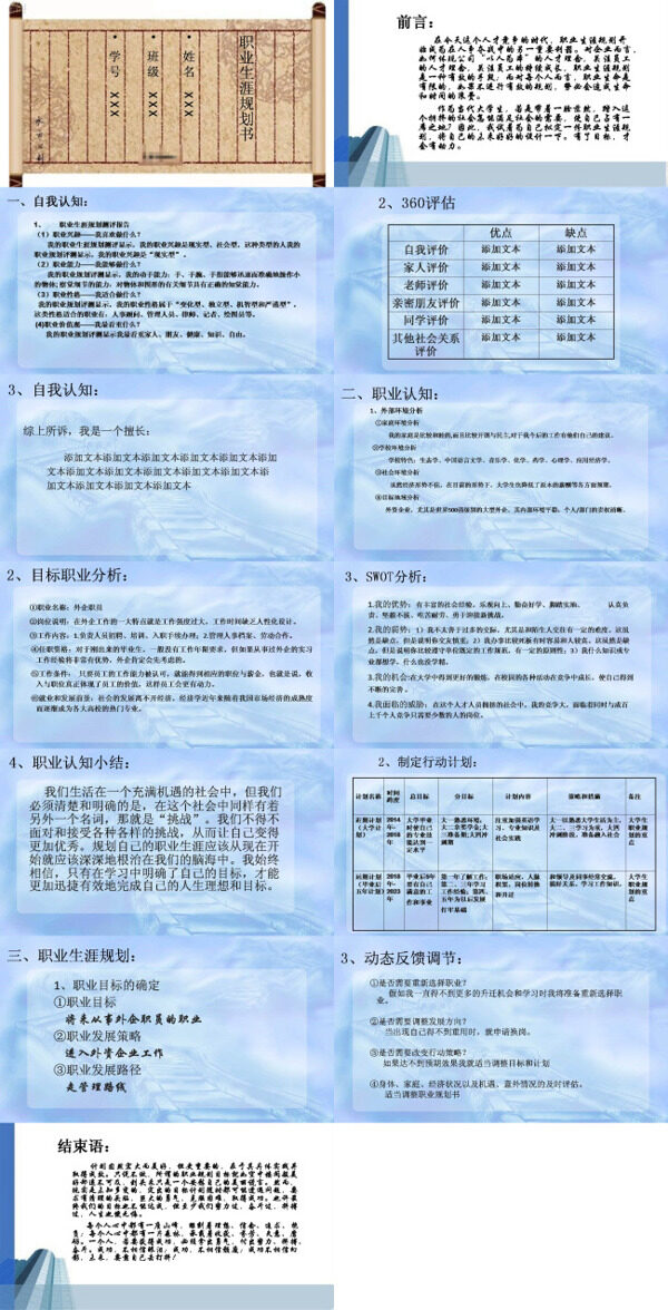 大學(xué)生職業(yè)生涯規(guī)劃書模板