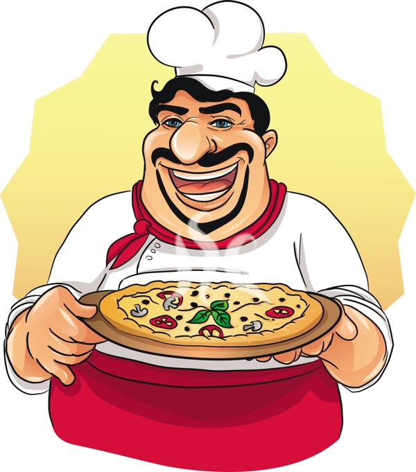 披萨厨师插画