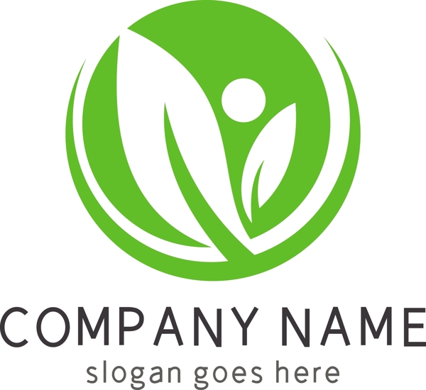 绿色圆形树叶创意简单logo