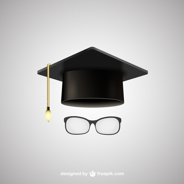毕业帽子和眼镜