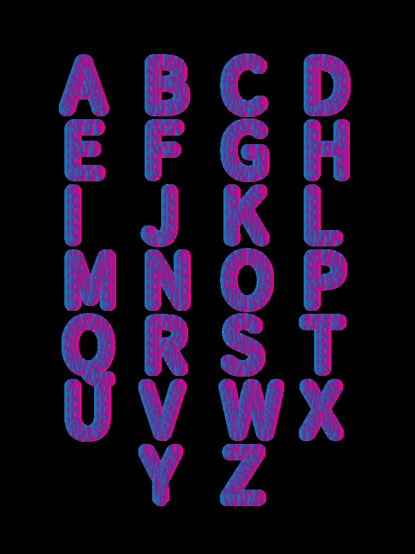 二十六英文字母渐变立体艺术字体
