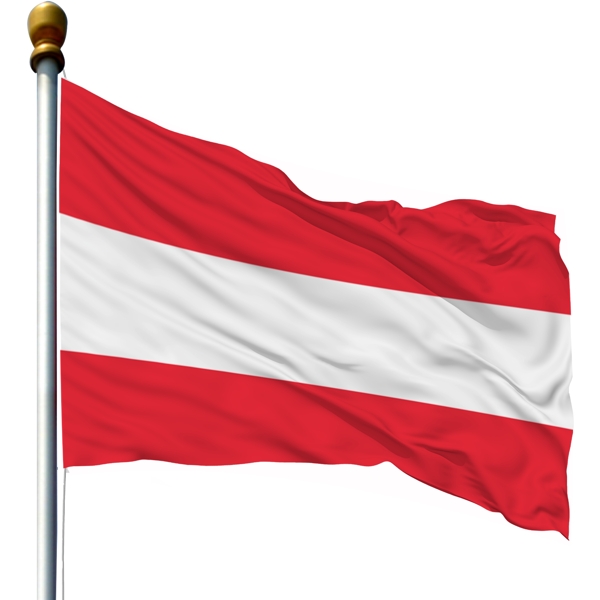 带旗杆的奥地利国旗