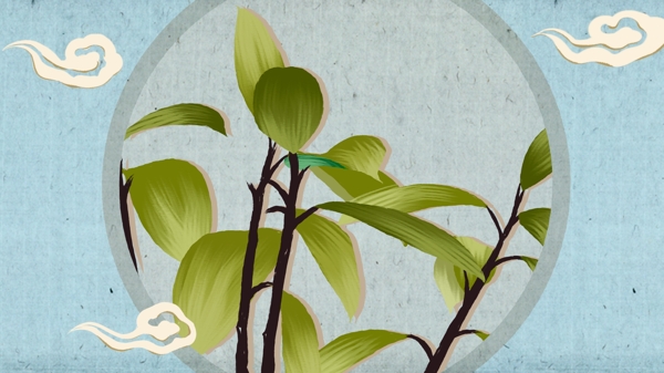 中国风静物植物手绘海报插画壁纸