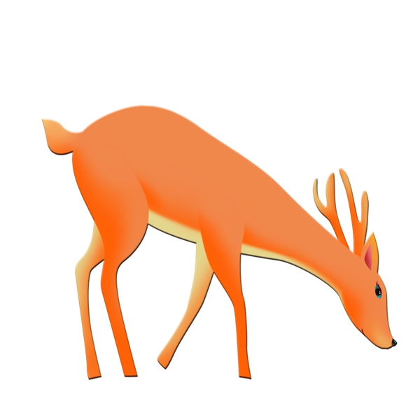 手绘一只梅花鹿动物设计