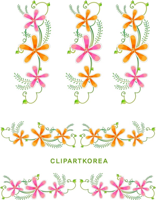 韓國植物花邊邊框矢量圖19