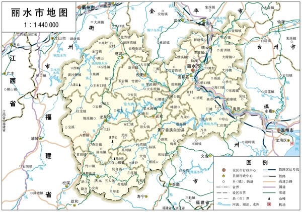 浙江省丽水市标准地图32K