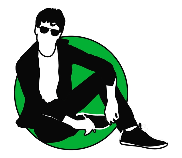 坐在小男孩的身影