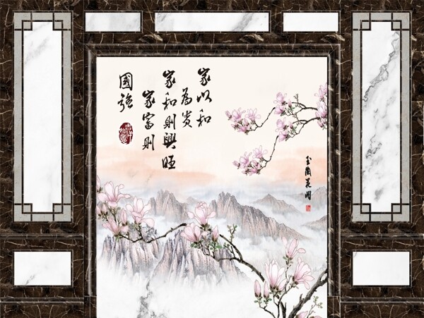 新中式背景墻