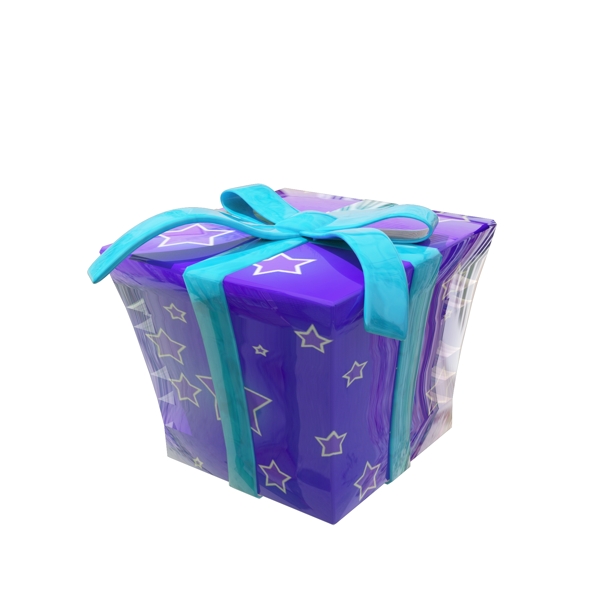 C4D圣诞节紫色星星礼盒