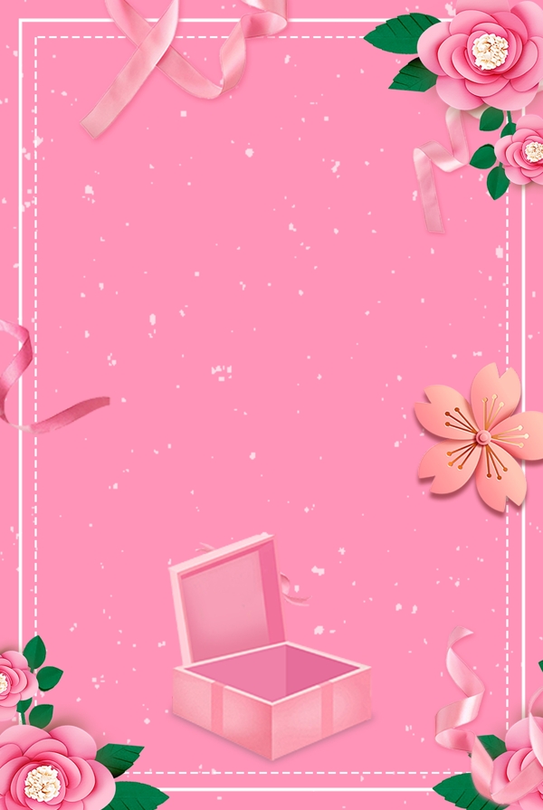 妇女节粉色花朵海报背景