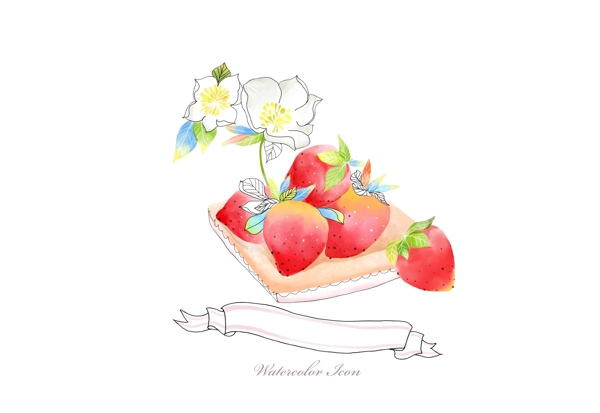 白色花朵絲帶和草莓