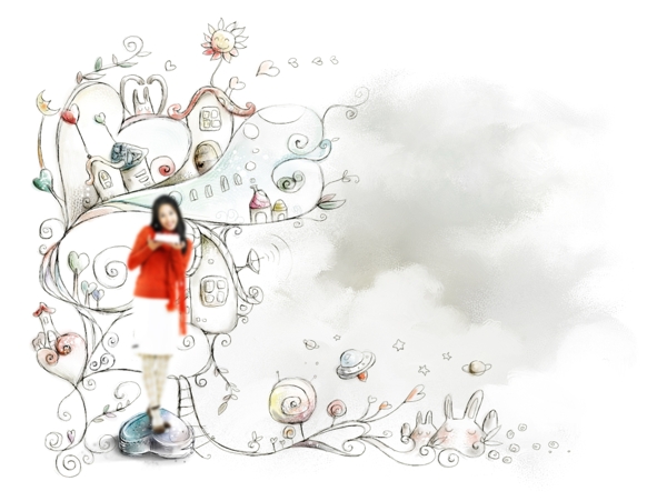 創(chuàng)意插畫與美女人物等PSD分層素材